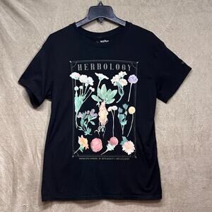 Harry Potter Herbology Graphic Tee Black Short Sleeve Hogwarts Shirt Size Medium